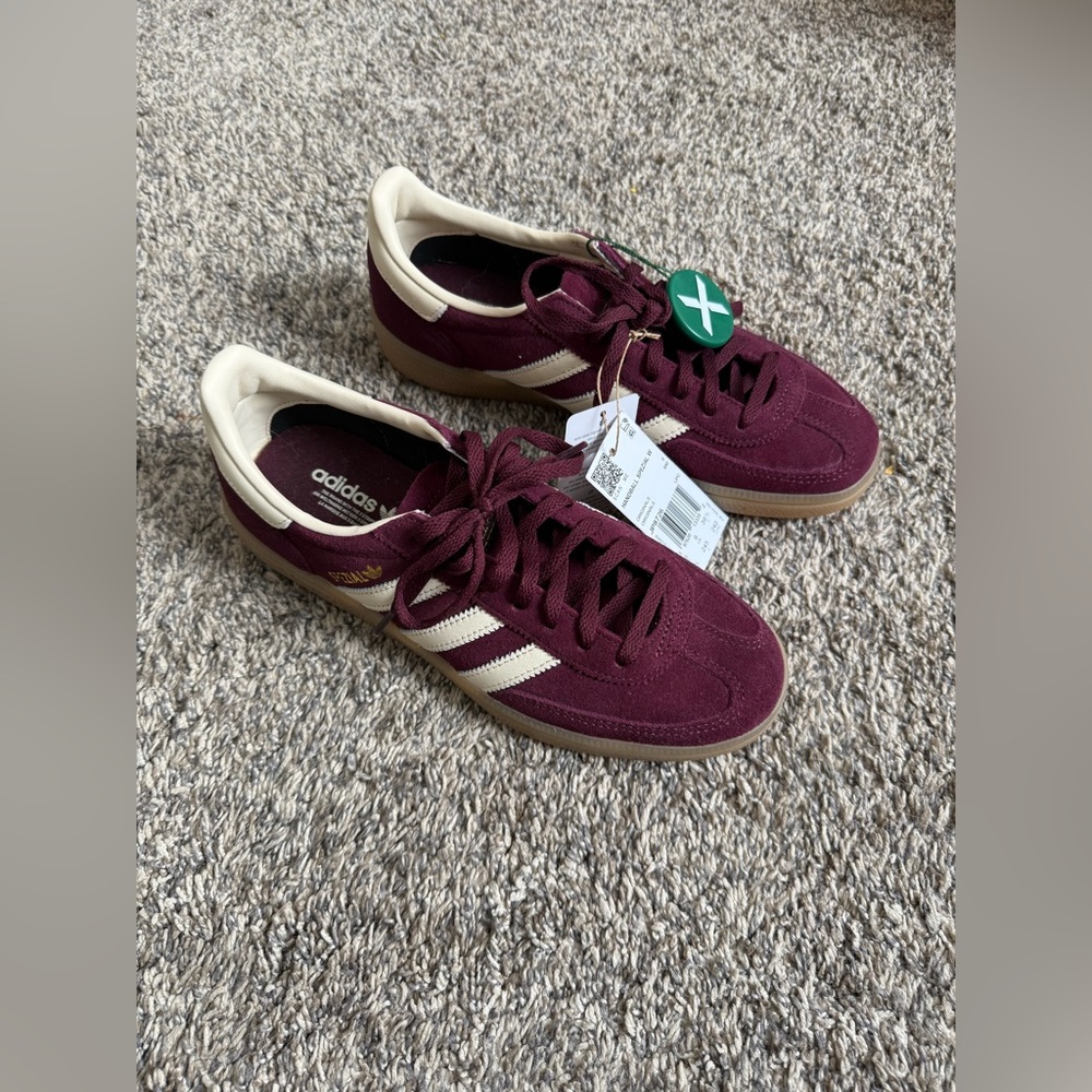 Adidas Spezial Women's Maroon and Cream Sneakers